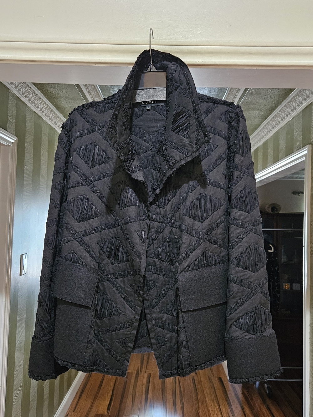 Gucci Tom Ford 2002 Black Woven WOOL/SILK Jacket 42
